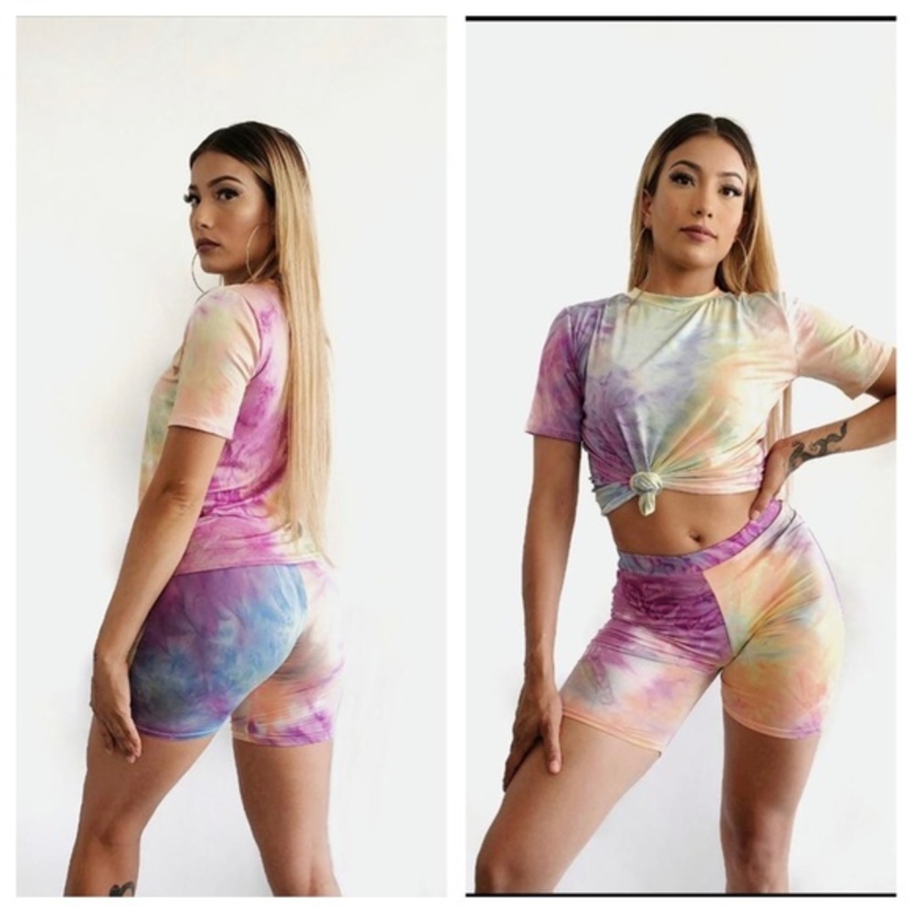Tie Dye‎ T-shirt and Biker Shorts Set